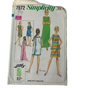 Vintage 60s Simplicity 7572 Pattern Misses 8-18 Simple Sew Wrap Dress Uncut